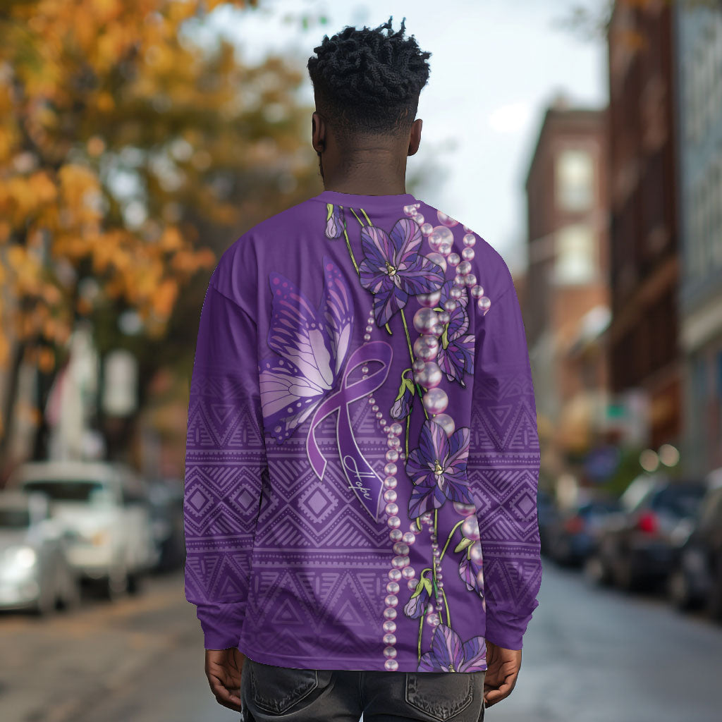 Lupus Awareness Purple Ribbon Butterfly Long Sleeve Shirt Hope