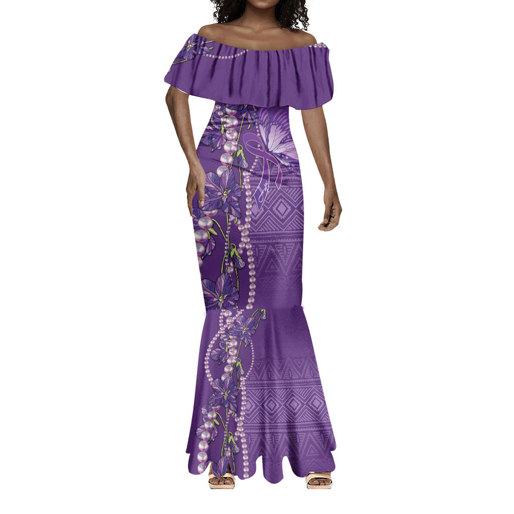 Lupus Awareness Purple Ribbon Butterfly Mermaid Dress Hope