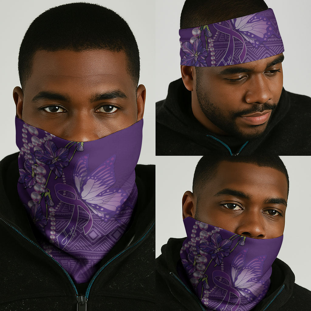 Lupus Awareness Purple Ribbon Butterfly Neck Gaiter Hope