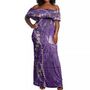 Lupus Awareness Purple Ribbon Butterfly Off Shoulder Maxi Dress Hope