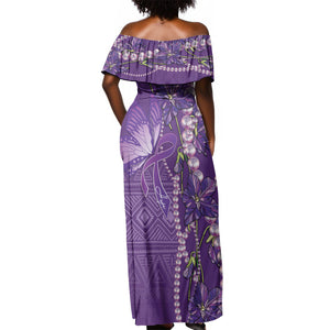 Lupus Awareness Purple Ribbon Butterfly Off Shoulder Maxi Dress Hope