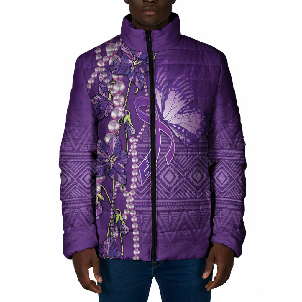 Lupus Awareness Purple Ribbon Butterfly Padded Jacket Hope