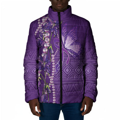 Lupus Awareness Purple Ribbon Butterfly Padded Jacket Hope