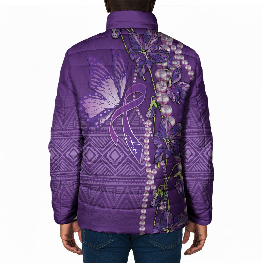 Lupus Awareness Purple Ribbon Butterfly Padded Jacket Hope