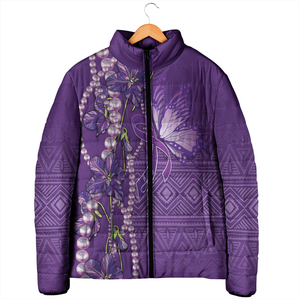 Lupus Awareness Purple Ribbon Butterfly Padded Jacket Hope