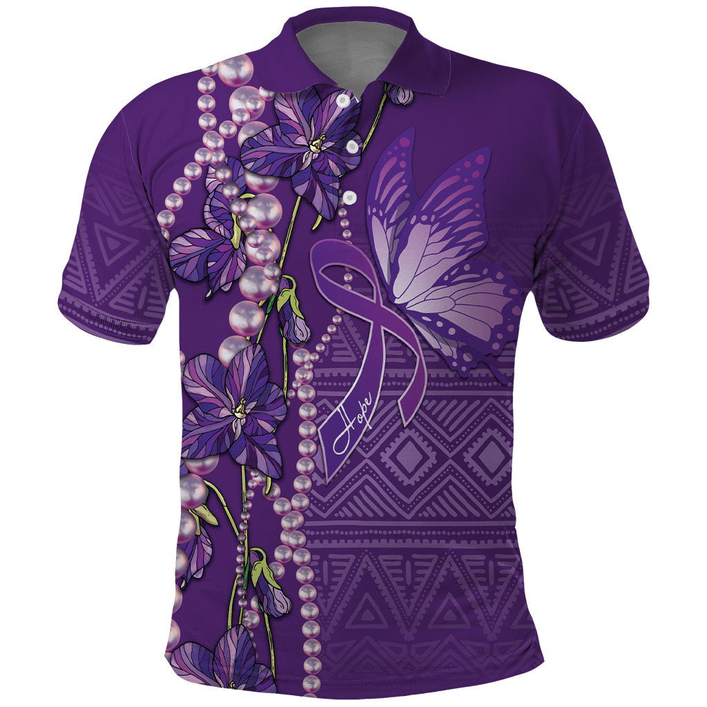 Lupus Awareness Purple Ribbon Butterfly Polo Shirt Hope