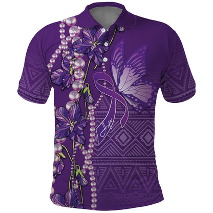 Lupus Awareness Purple Ribbon Butterfly Polo Shirt Hope