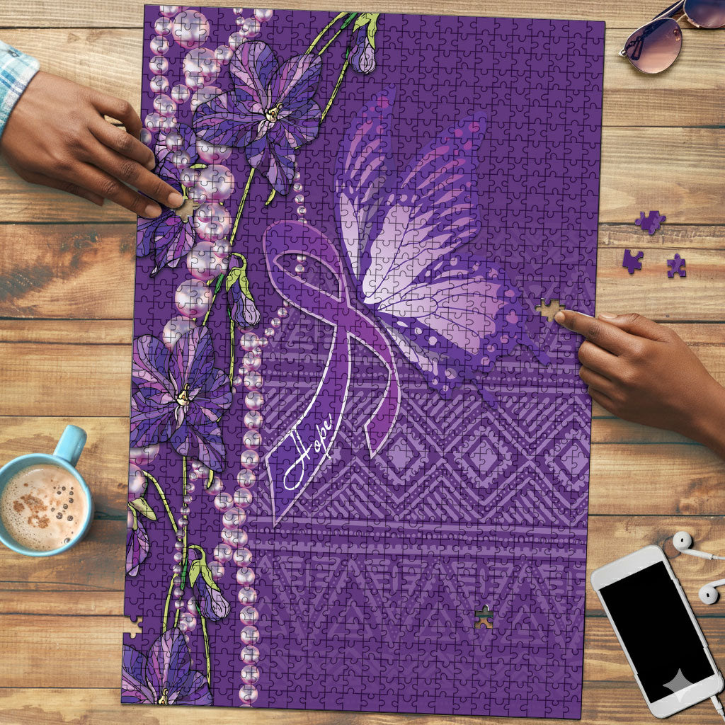 Lupus Awareness Purple Ribbon Butterfly Puzzle Hope