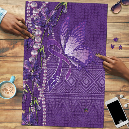 Lupus Awareness Purple Ribbon Butterfly Puzzle Hope