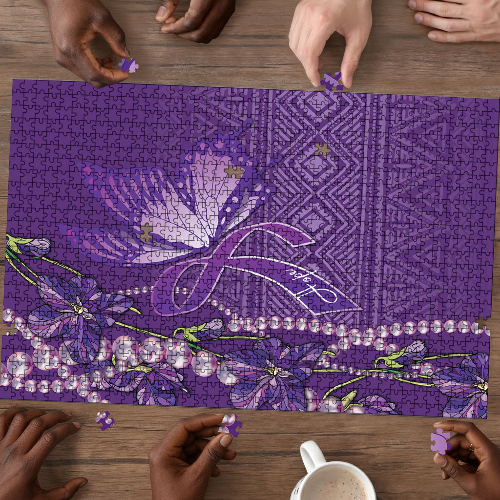 Lupus Awareness Purple Ribbon Butterfly Puzzle Hope