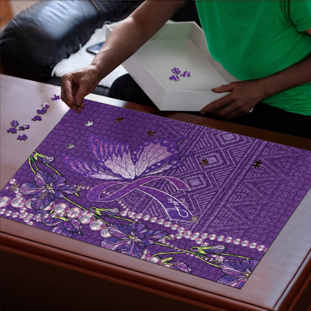 Lupus Awareness Purple Ribbon Butterfly Puzzle Hope