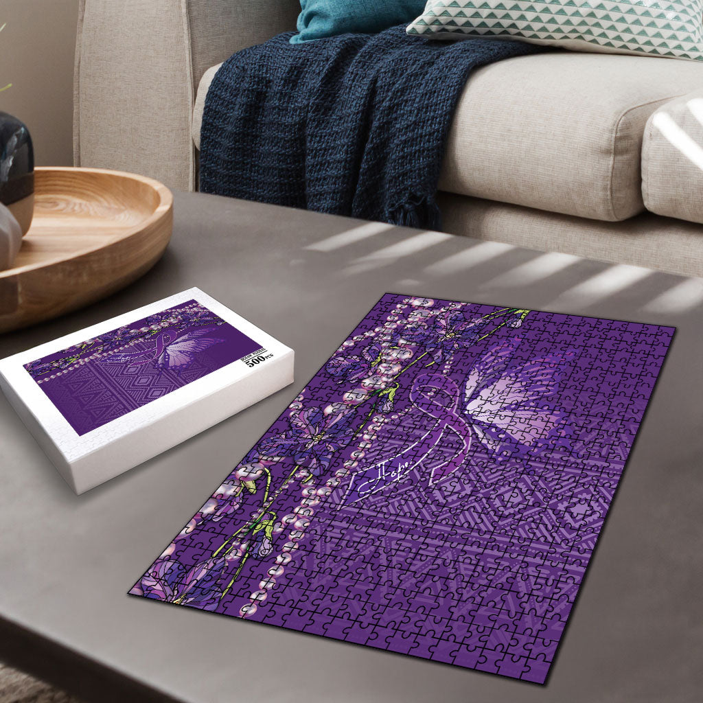 Lupus Awareness Purple Ribbon Butterfly Puzzle Hope