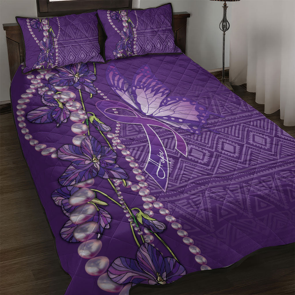 Lupus Awareness Purple Ribbon Butterfly Quilt Bed Set Hope