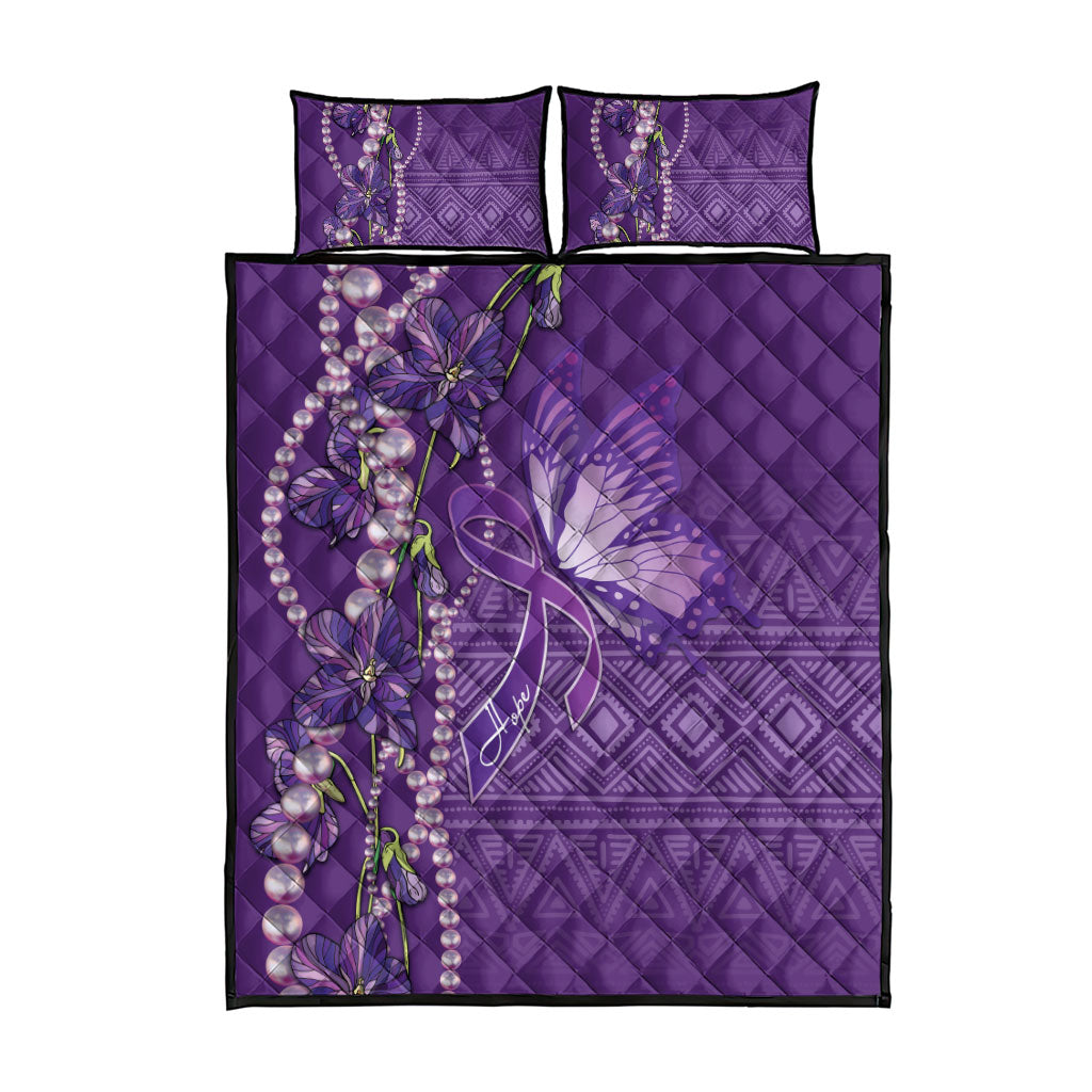 Lupus Awareness Purple Ribbon Butterfly Quilt Bed Set Hope