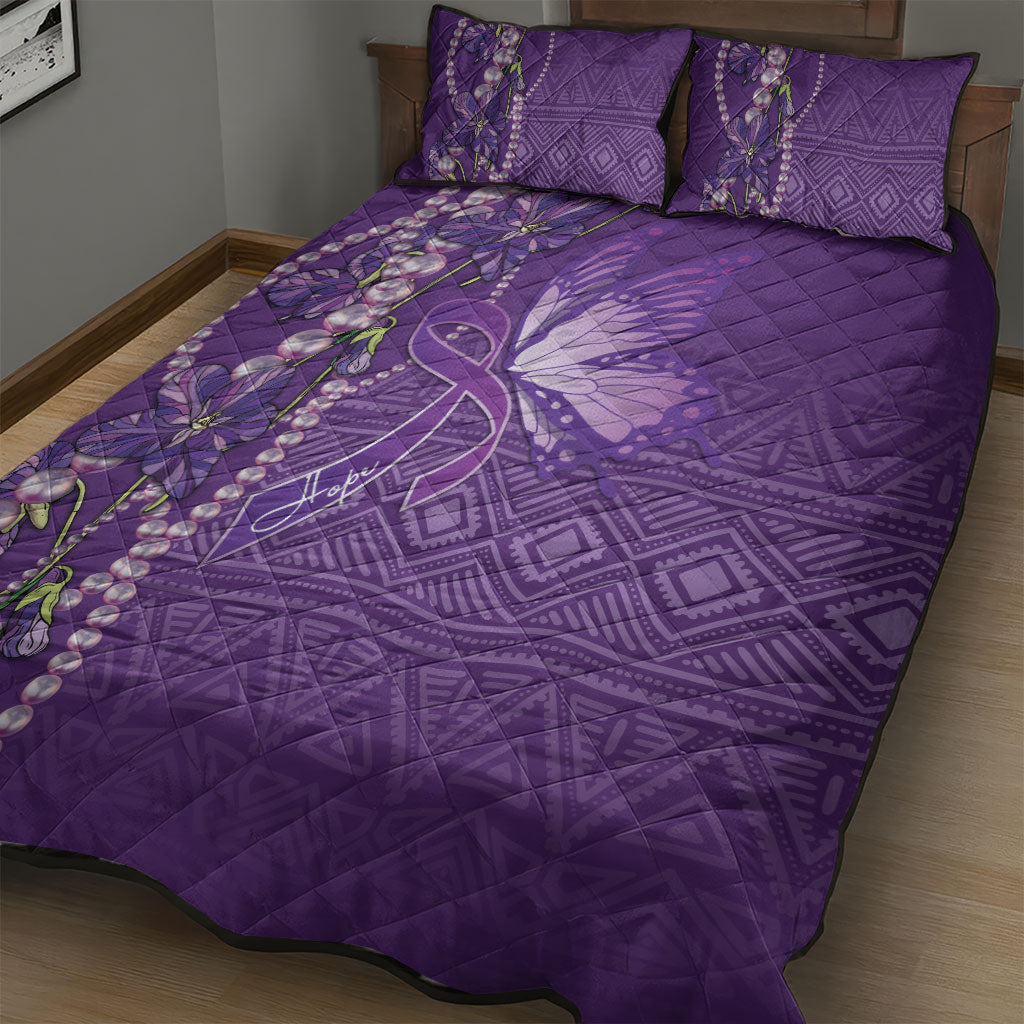 Lupus Awareness Purple Ribbon Butterfly Quilt Bed Set Hope