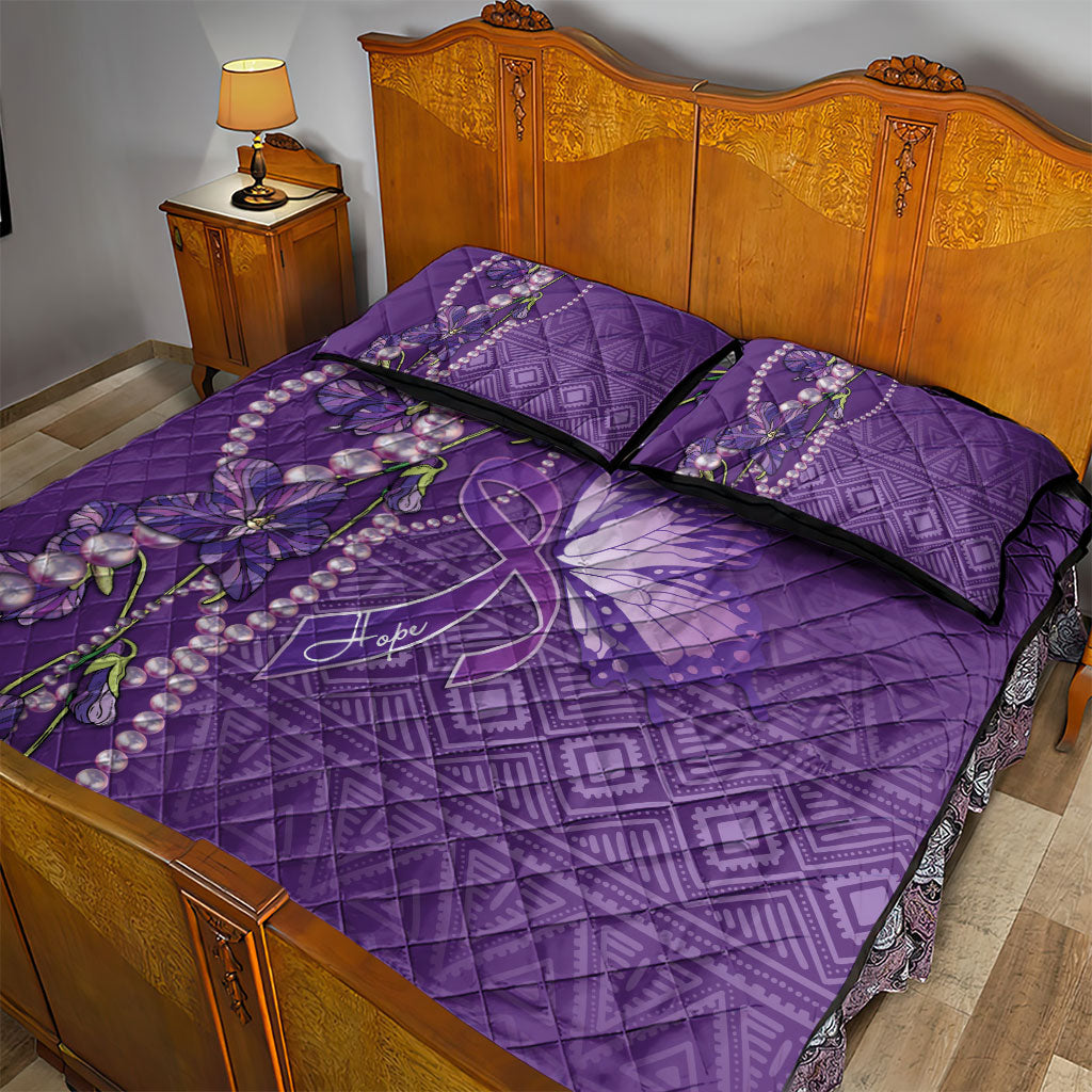 Lupus Awareness Purple Ribbon Butterfly Quilt Bed Set Hope
