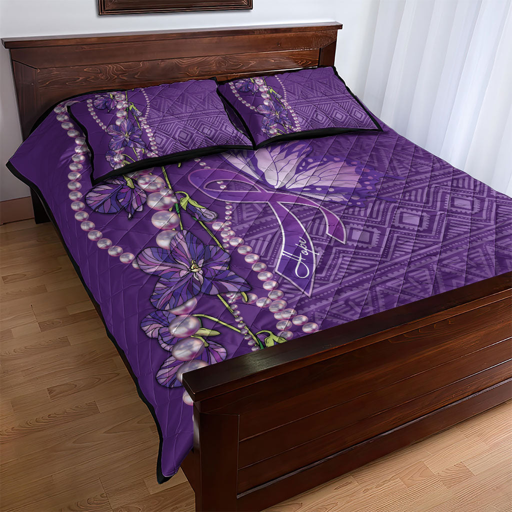 Lupus Awareness Purple Ribbon Butterfly Quilt Bed Set Hope