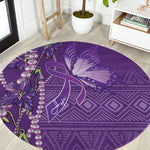 Lupus Awareness Purple Ribbon Butterfly Round Carpet Hope