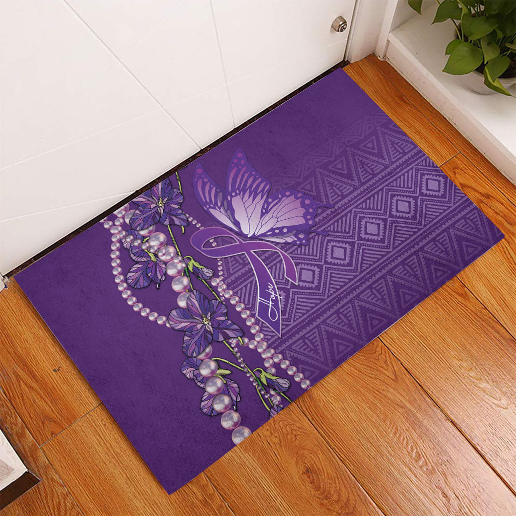 Lupus Awareness Purple Ribbon Butterfly Rubber Doormat Hope