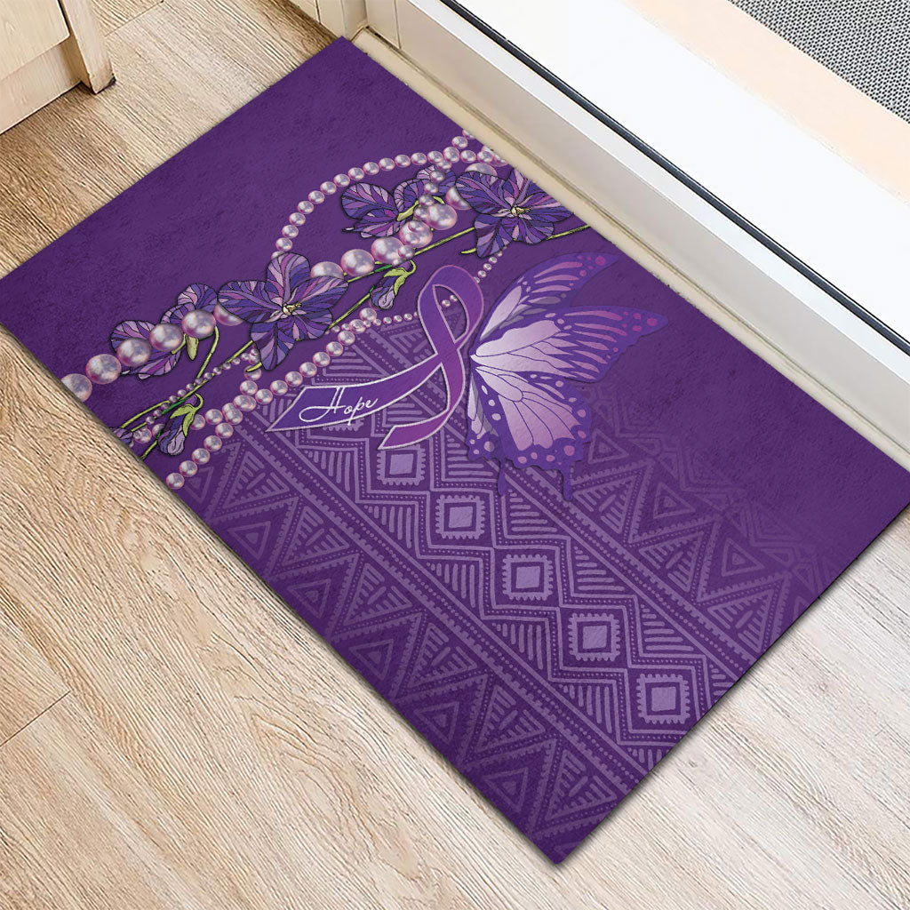Lupus Awareness Purple Ribbon Butterfly Rubber Doormat Hope
