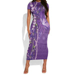 Lupus Awareness Purple Ribbon Butterfly Short Sleeve Bodycon Dress Hope