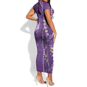 Lupus Awareness Purple Ribbon Butterfly Short Sleeve Bodycon Dress Hope