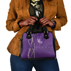 Lupus Awareness Purple Ribbon Butterfly Shoulder Handbag Hope