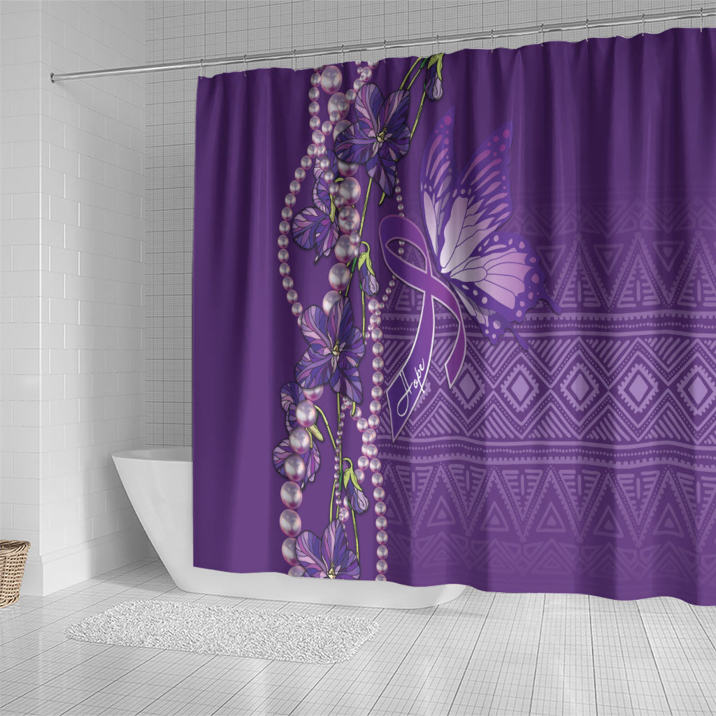 Lupus Awareness Purple Ribbon Butterfly Shower Curtain Hope