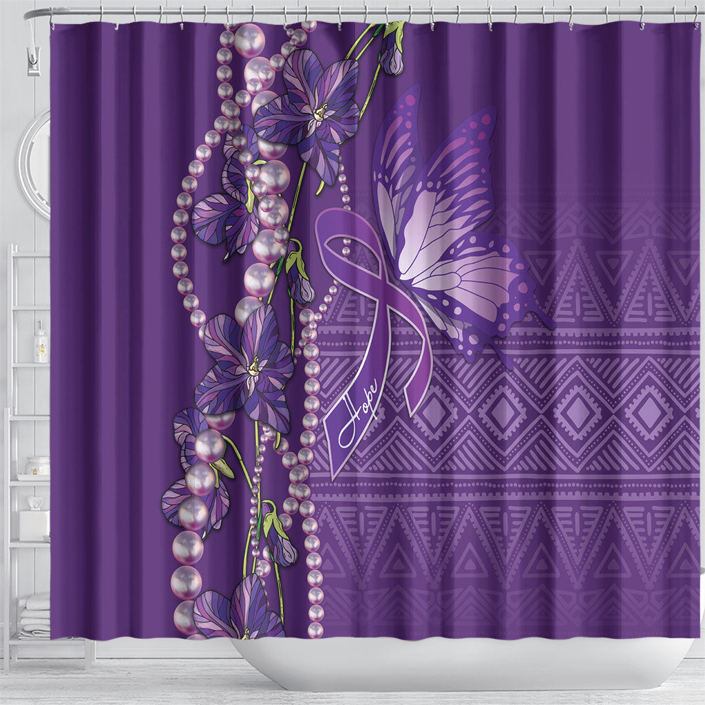 Lupus Awareness Purple Ribbon Butterfly Shower Curtain Hope