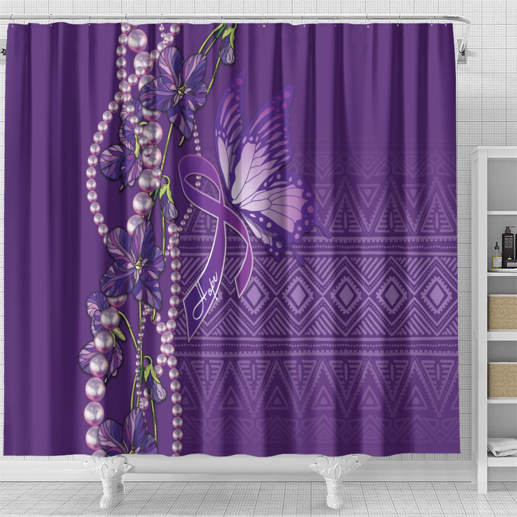 Lupus Awareness Purple Ribbon Butterfly Shower Curtain Hope