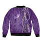 Lupus Awareness Purple Ribbon Butterfly Sleeve Zip Bomber Jacket Hope