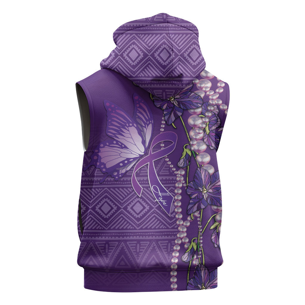 Lupus Awareness Purple Ribbon Butterfly Sleeveless Hoodie Hope