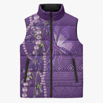 Lupus Awareness Purple Ribbon Butterfly Sleeveless Puffer Jacket Hope