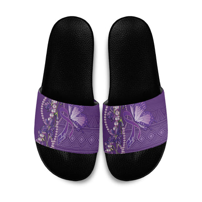 Lupus Awareness Purple Ribbon Butterfly Slide Sandals Hope