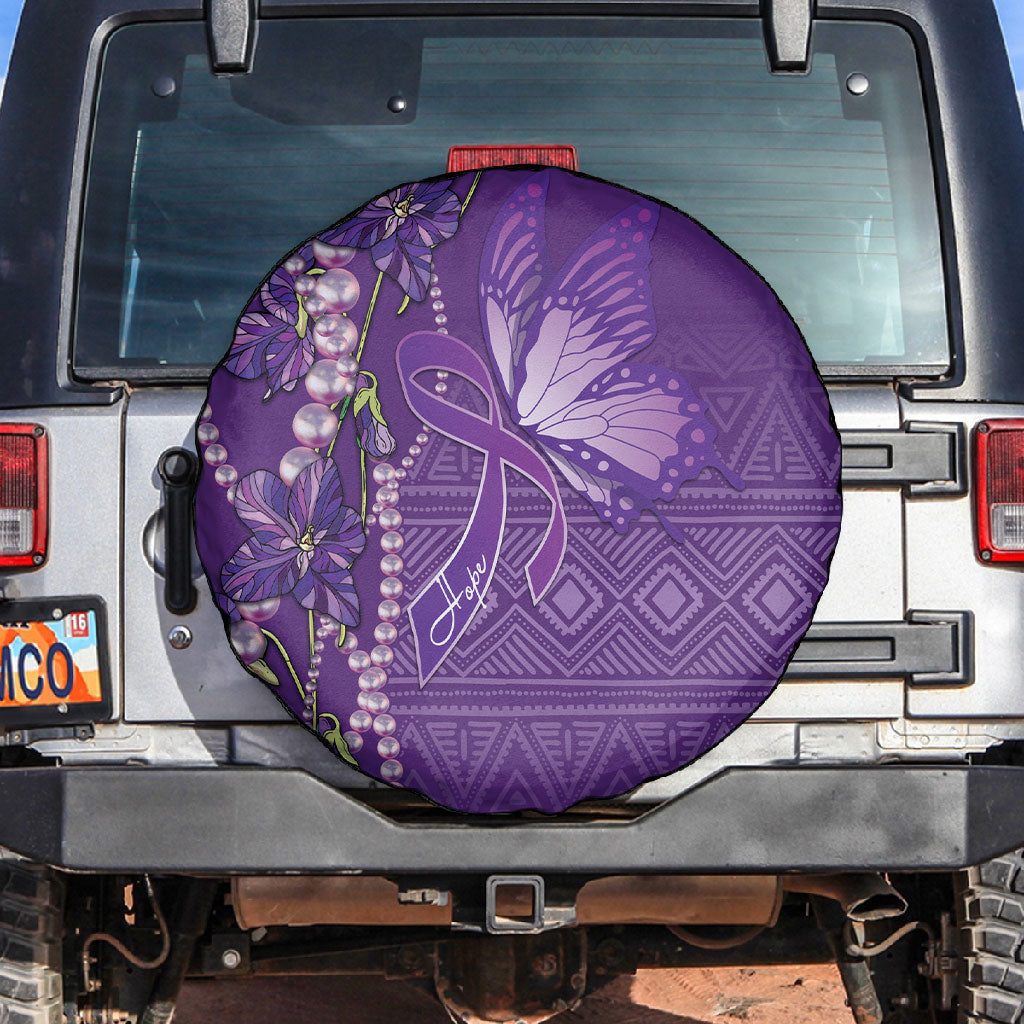 Lupus Awareness Purple Ribbon Butterfly Spare Tire Cover Hope