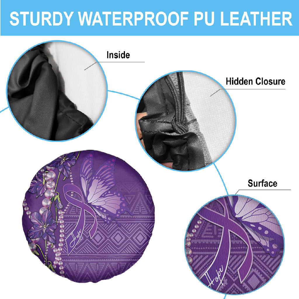 Lupus Awareness Purple Ribbon Butterfly Spare Tire Cover Hope