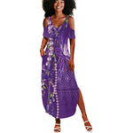 Lupus Awareness Purple Ribbon Butterfly Summer Maxi Dress Hope