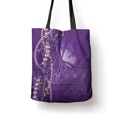 Lupus Awareness Purple Ribbon Butterfly Tote Bag Hope