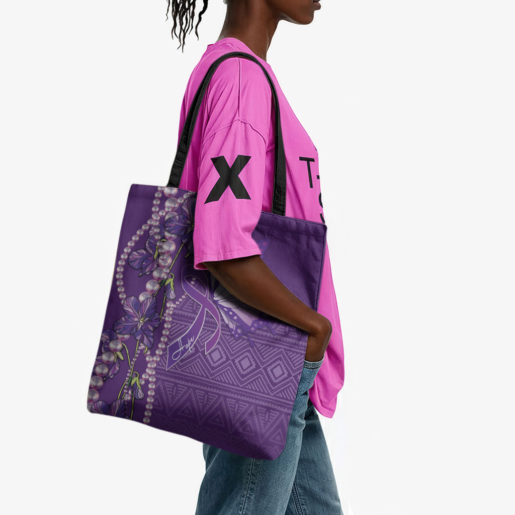Lupus Awareness Purple Ribbon Butterfly Tote Bag Hope