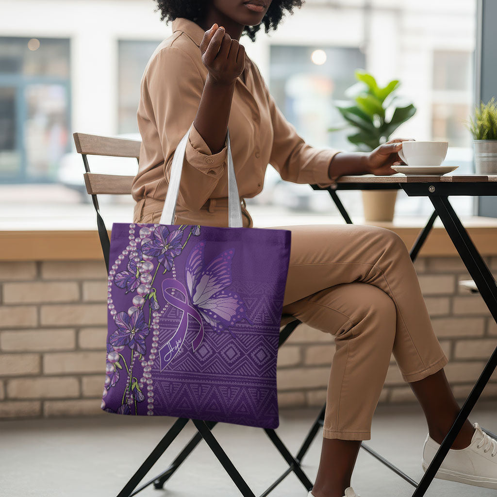 Lupus Awareness Purple Ribbon Butterfly Tote Bag Hope