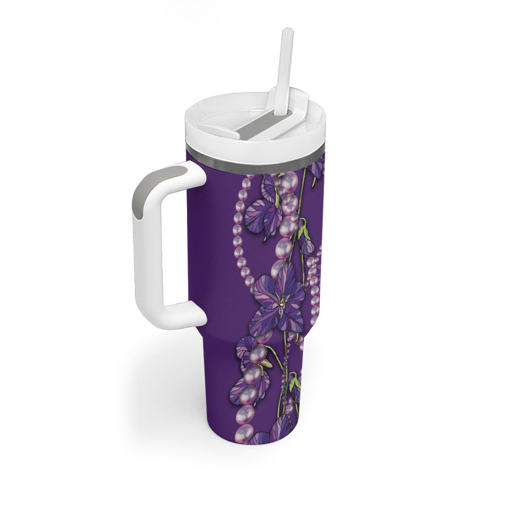 Lupus Awareness Purple Ribbon Butterfly Tumbler With Handle Hope