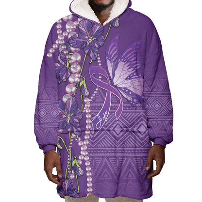 Lupus Awareness Purple Ribbon Butterfly Wearable Blanket Hoodie Hope