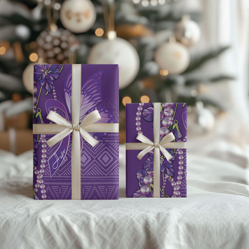 Lupus Awareness Purple Ribbon Butterfly Wrapping Paper Hope