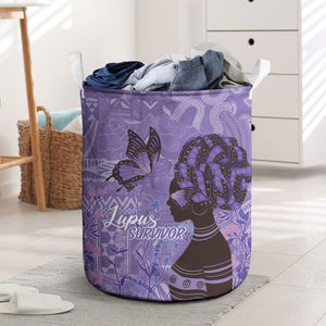 Lupus Awareness Afro Girl - Proud Survivor Laundry Basket Ankara Pattern