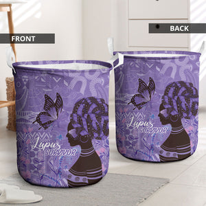 Lupus Awareness Afro Girl - Proud Survivor Laundry Basket Ankara Pattern