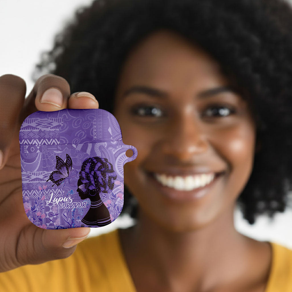 Lupus Awareness Afro Girl - Proud Survivor AirPods Case Ankara Pattern