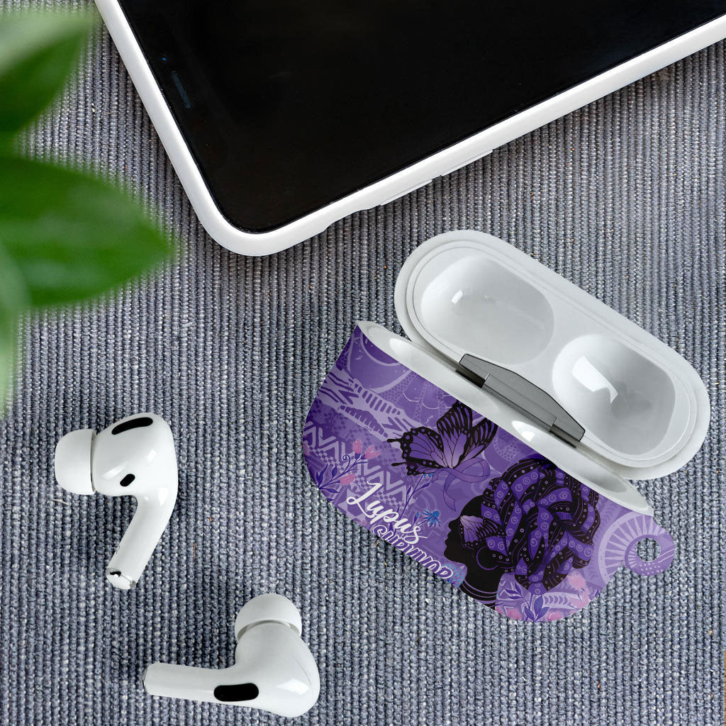 Lupus Awareness Afro Girl - Proud Survivor AirPods Case Ankara Pattern