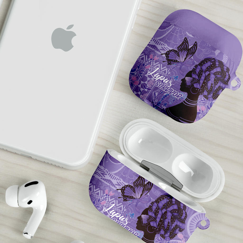 Lupus Awareness Afro Girl - Proud Survivor AirPods Case Ankara Pattern