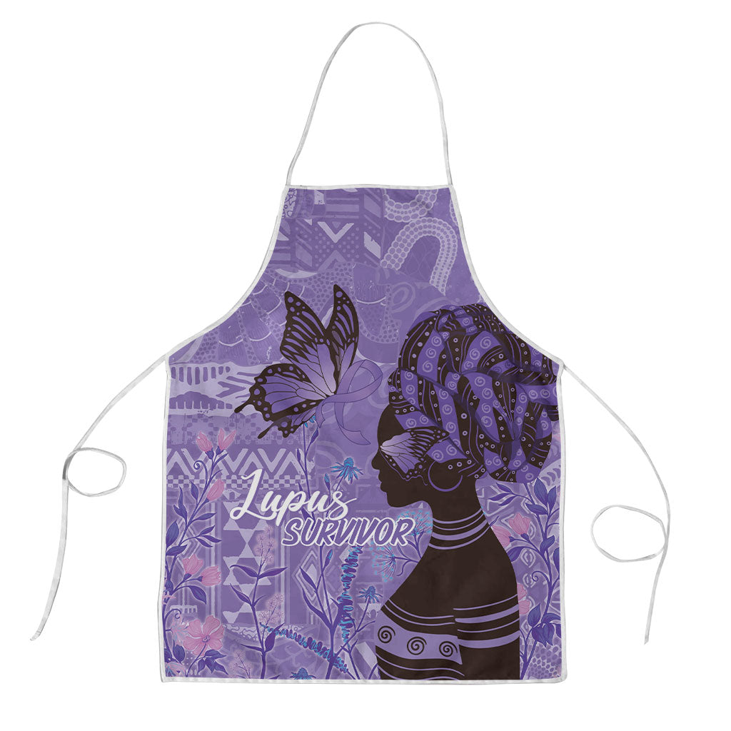 Lupus Awareness Afro Girl - Proud Survivor Apron Ankara Pattern