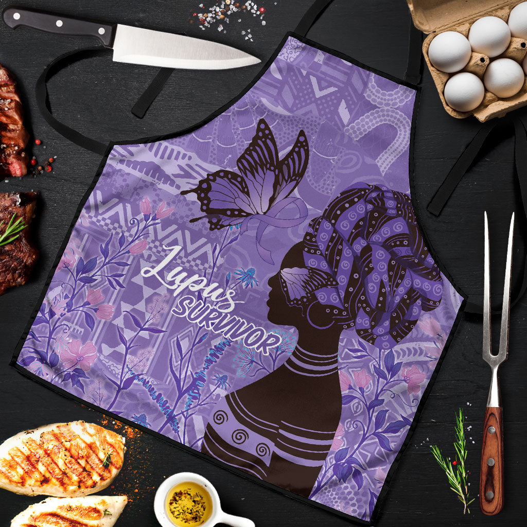 Lupus Awareness Afro Girl - Proud Survivor Apron Ankara Pattern